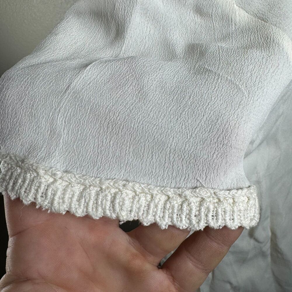 Anthropologie Maeve Lace Floral Embroidered Sheer Flowy Blouse Ivory Sz 14 Boho - Picture 5 of 12